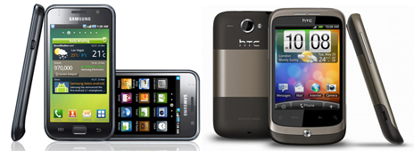 Android Telefoons Galaxy S & HTC Wildfire